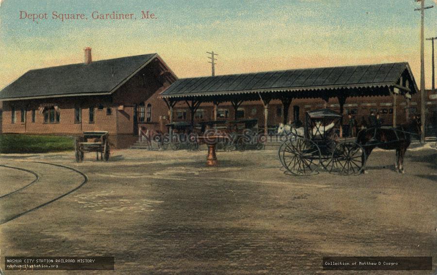 Postcard: Depot Square, Gardiner, Maine